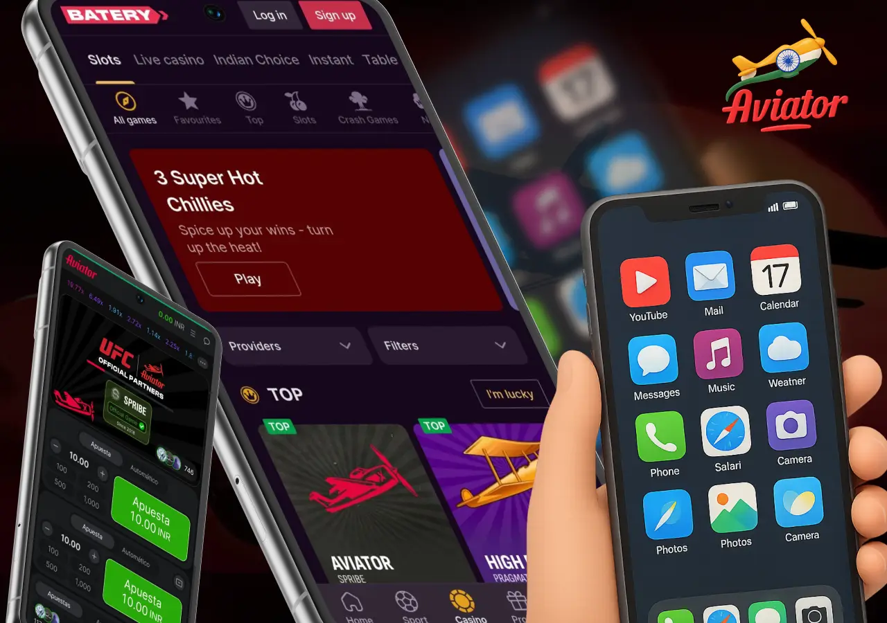 Battery mobile app on the phone screen